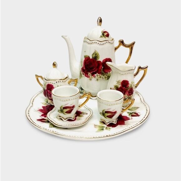 Miniature Dollhouse Tea Set, 9 pcs - Picture 1 of 10